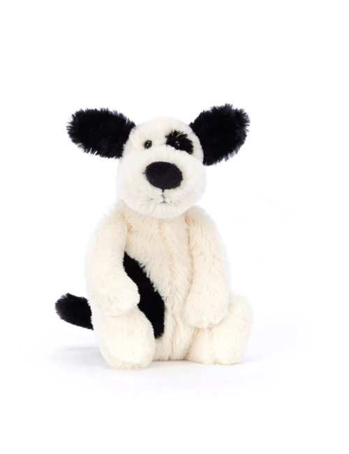 Peluche Jellycat Bashful Black & Cream Puppy – Petit modèle