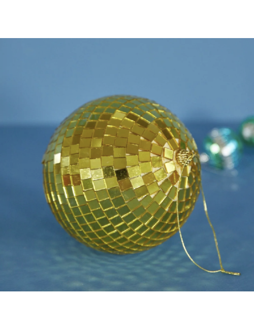Boule disco dorée Rice – Décoration à facettes ronde taille moyenne