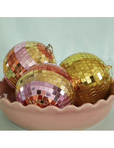 Boule disco dorée Rice – Décoration à facettes ronde taille moyenne