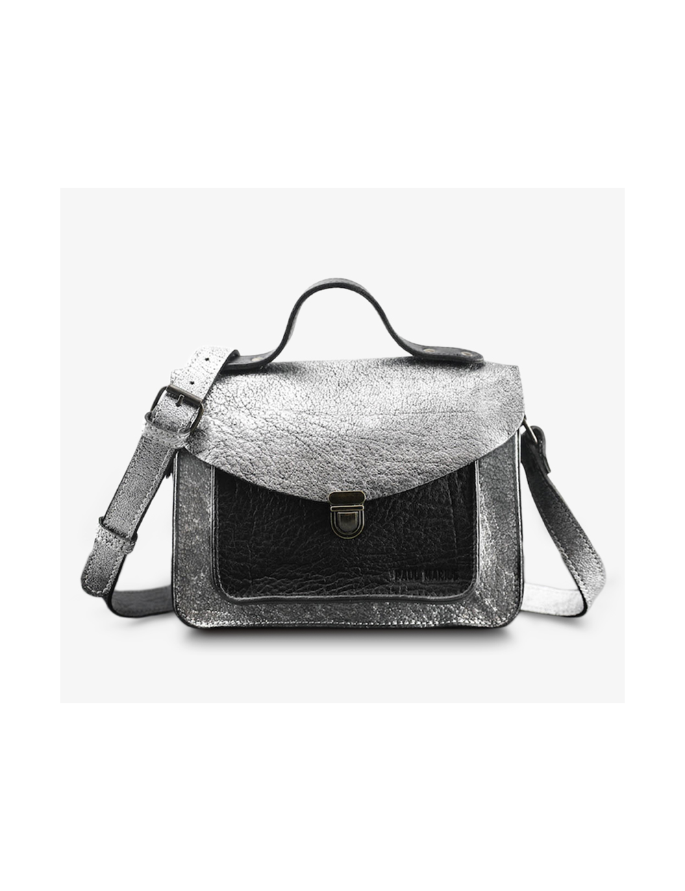 Sac Mademoiselle George Argenté Noir en cuir – PAUL MARIUS