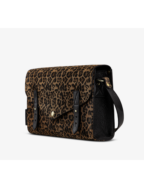 Sac L’Indispensable Léopard Noir en cuir – PAUL MARIUS