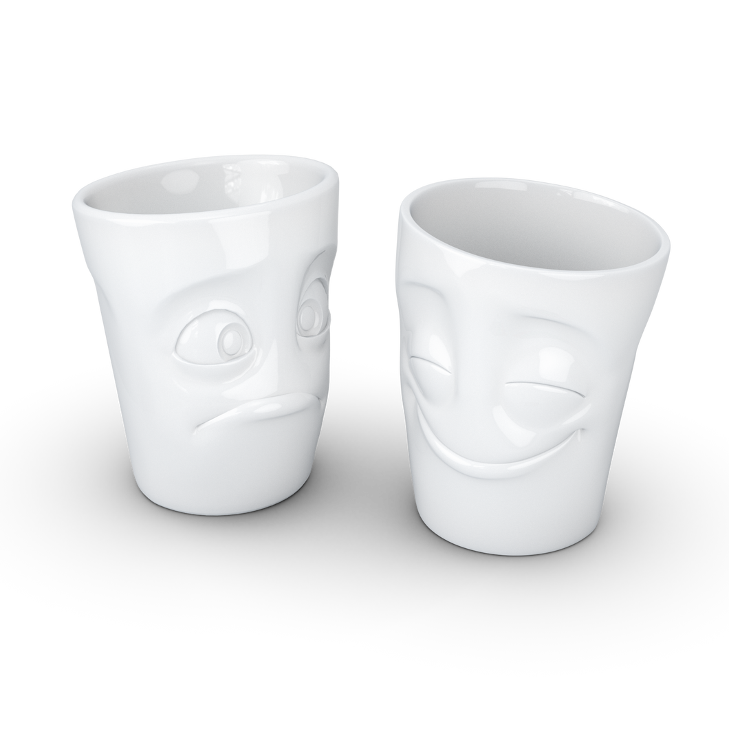 Lot 2 mugs visage porcelaine 350ml 