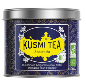 Boite 100g Anastasia Kusmi tea bio - thé noir aromatisé bergamote, citron et fleur d'oranger
