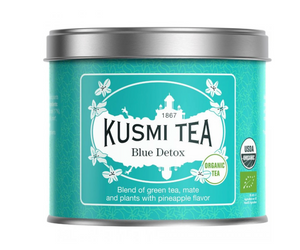 Blue Détox 100g vrac bio Kusmi tea - thé vert, maté, plante aromatisé ananas