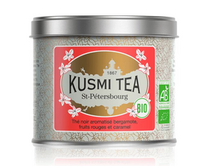 thé noir St-Pétersbourg Kusmi tea 100g vrac bio - thé noir aromatisé bergamote, fruits rouges et caramel
