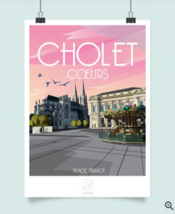 Affiche d'art de la ville de Cholet - place travot - la loutre
